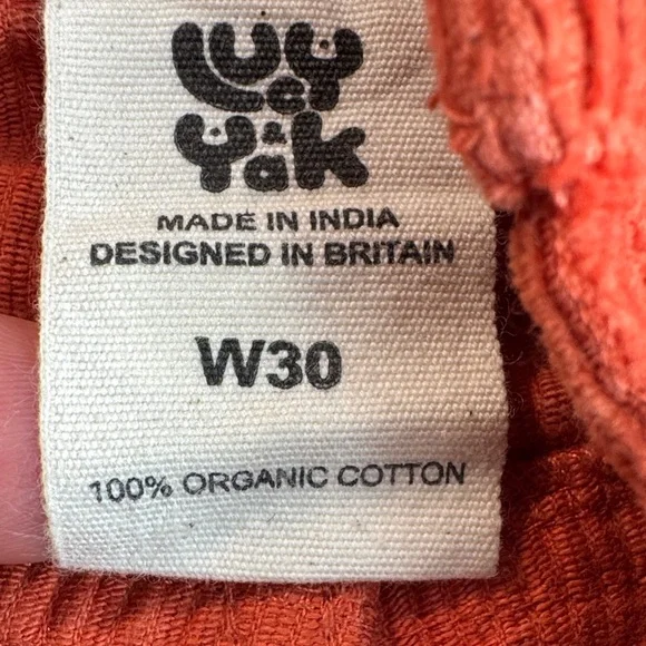 Lucy & Yak Bonnie Organic Corduroy Shorts Orange Size W29-W30 - Picture 10 of 15